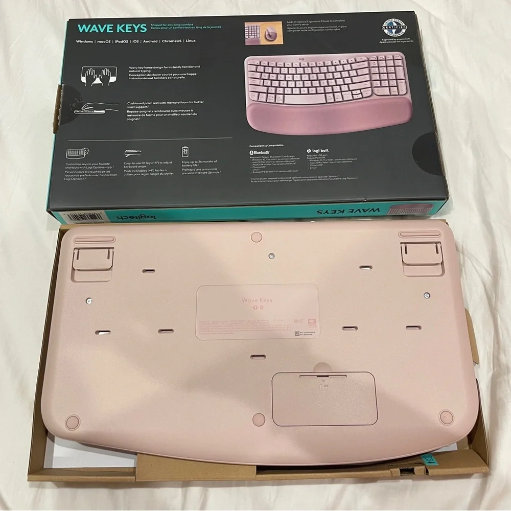 Logitech Wave Keys Wireless Ergonomic Keyboard with Cushioned Palm Rest